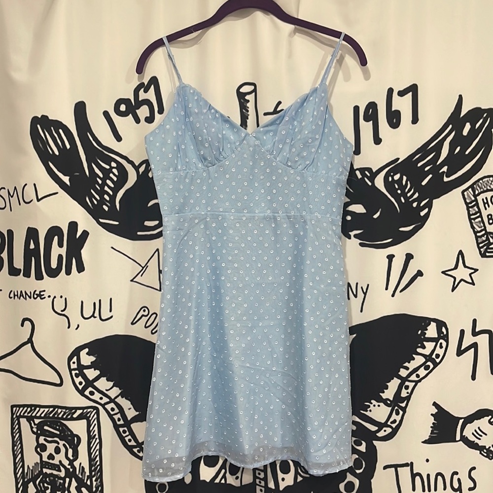 light blue polka dot dress